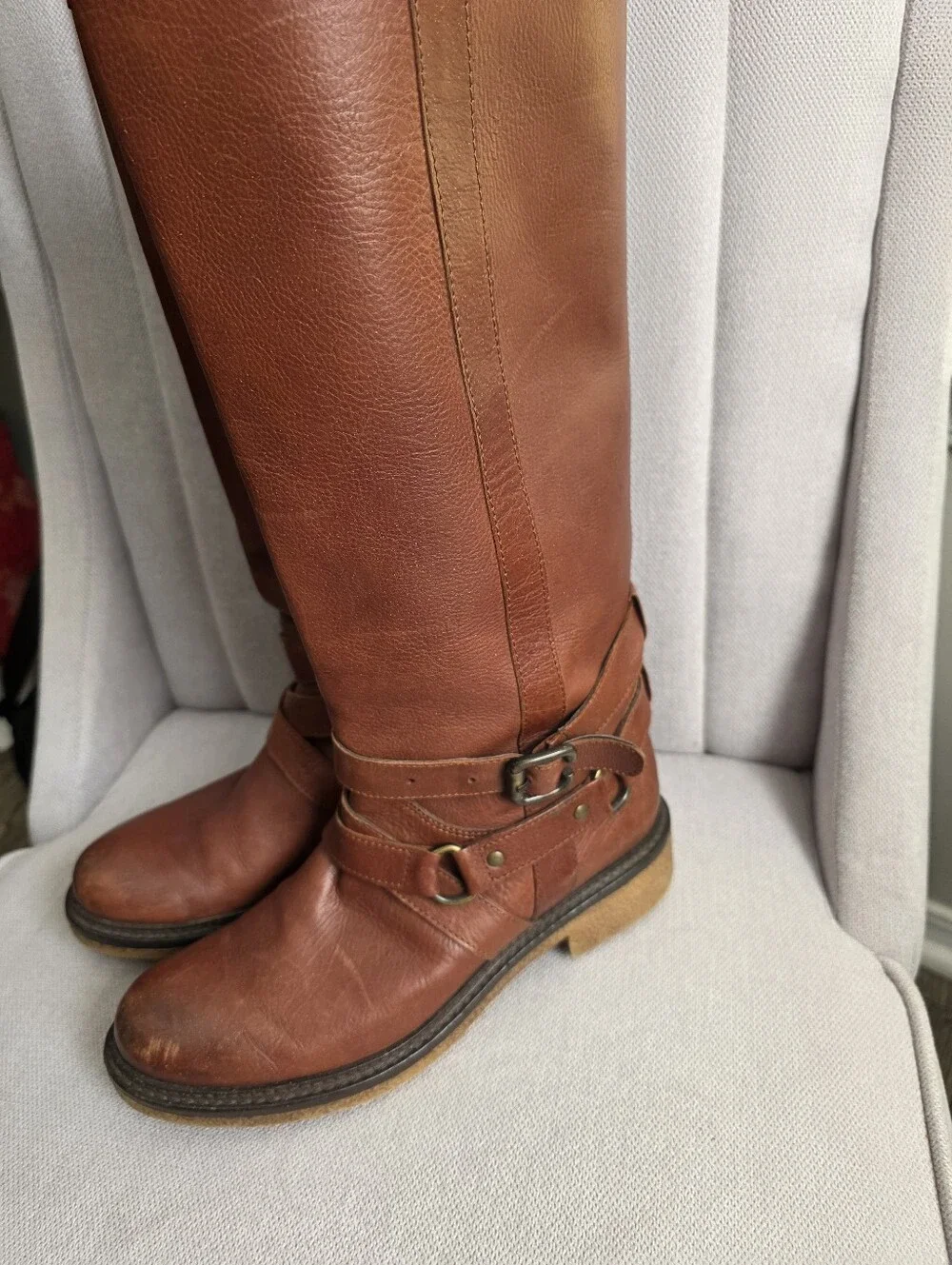 Boemos Brown Leather Knee-High Women's Riding Boots Size 38 Used.